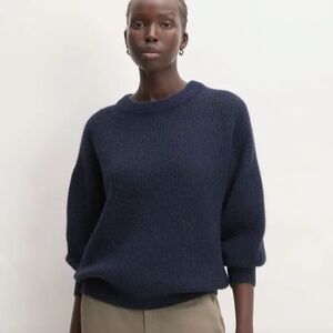 Everlane Cocoon crew neck alpaca sweater in warm navy
